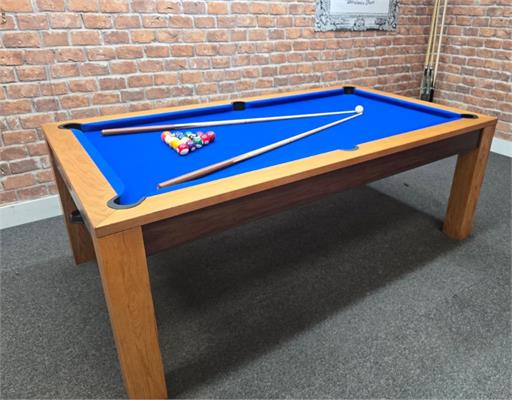 Signature Chester Oak and Walnut Wood Pool Dining Table - 7ft: Warehouse Clearance